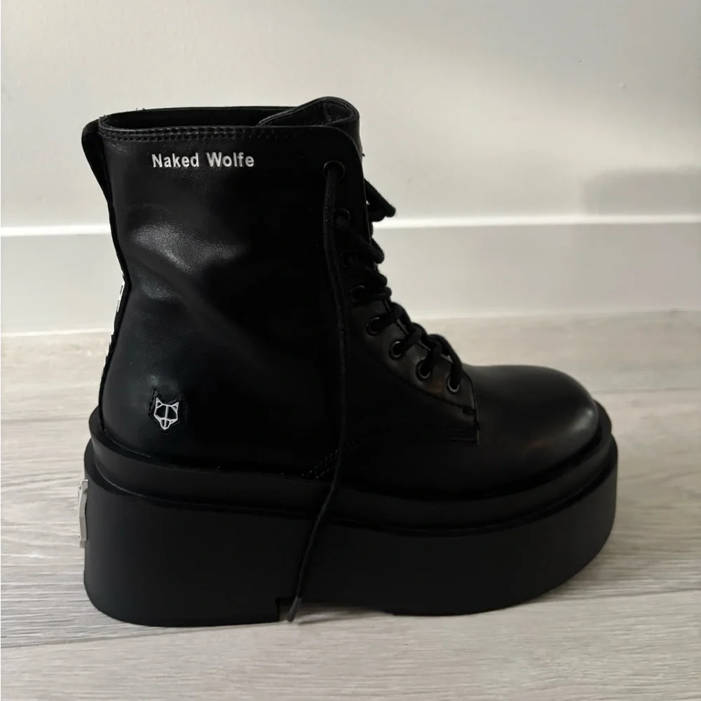 Naked Wolfe Black Platform Ankle Boots - Picture 12 of 15